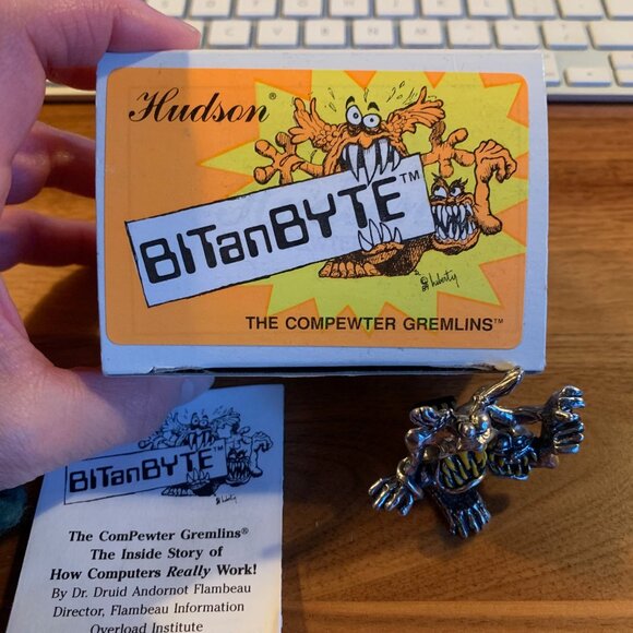 Vintage 1989 Hudson Pewter "Compewter Gremlin" figure - BITanBYTE - Picture 5 of 11